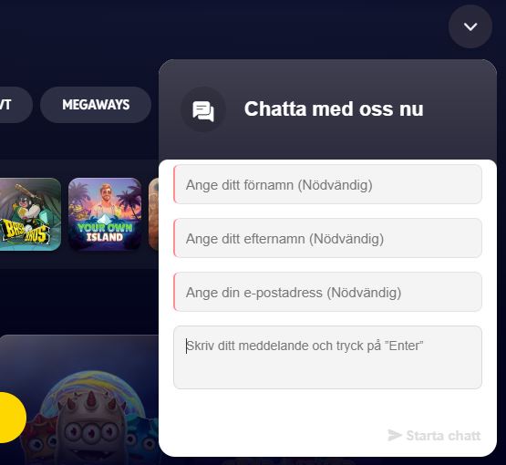 Chatta med kundsupporten