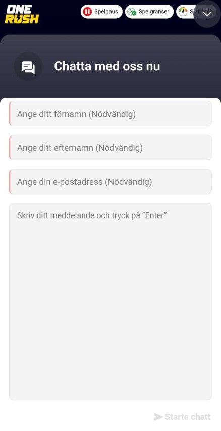 Kontakta livechatten i mobilen